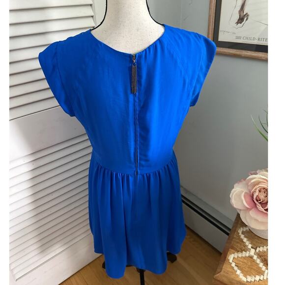 REBECCA TAYLOR Womens Dress 10 Blue Fit Flare Party Mini Cocktail Party - Picture 4 of 11